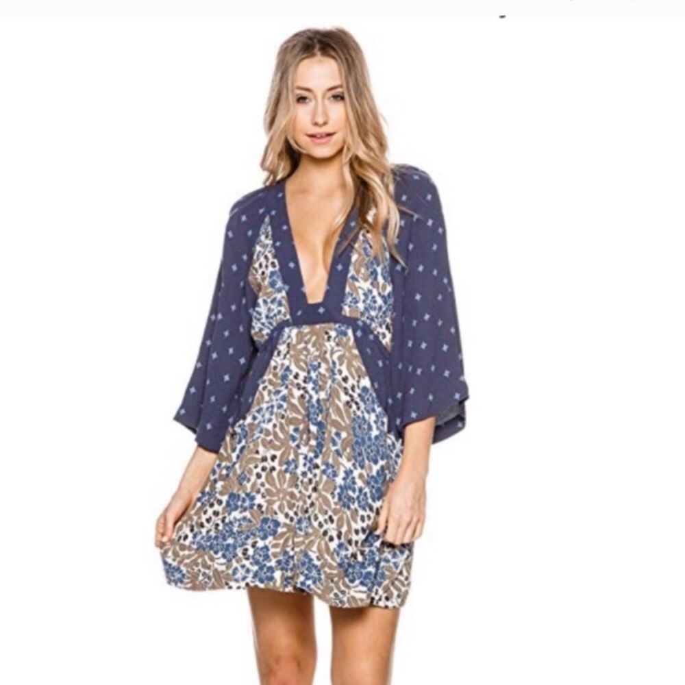 Free People Tallulah Boho Print Dress w Pockets